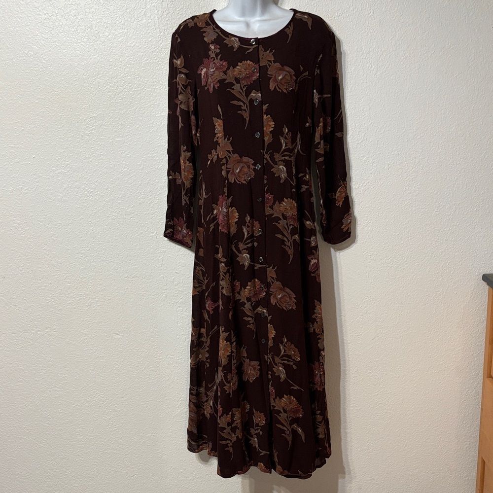 Laura Ashley Floral Button Down Midi Dress Size 6